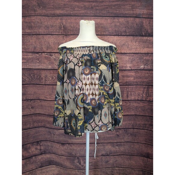 Desigual Melina Off Shoulder Peasant Boho Festival Blouse Sz Med Medallion Flowy - Picture 1 of 11